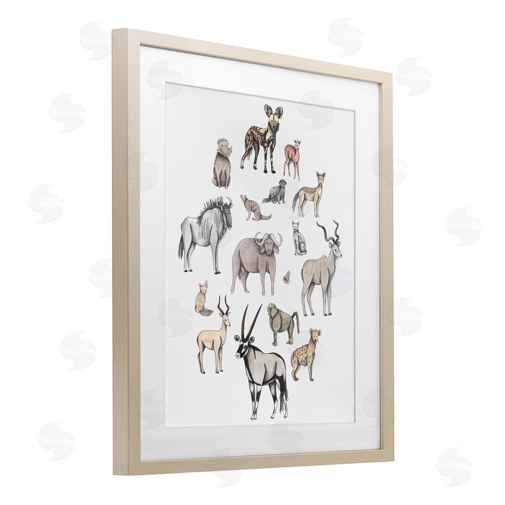 Cecilia Battaini Simple Africa Animals Brown Framed Print Under Glass Wall Art