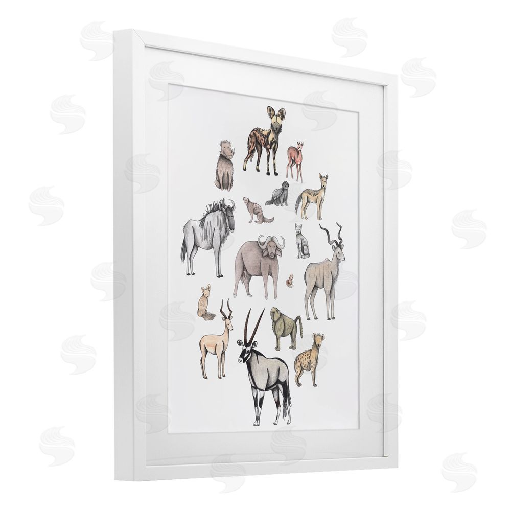 Cecilia Battaini Simple Africa Animals White Framed Print Under Glass Wall Art
