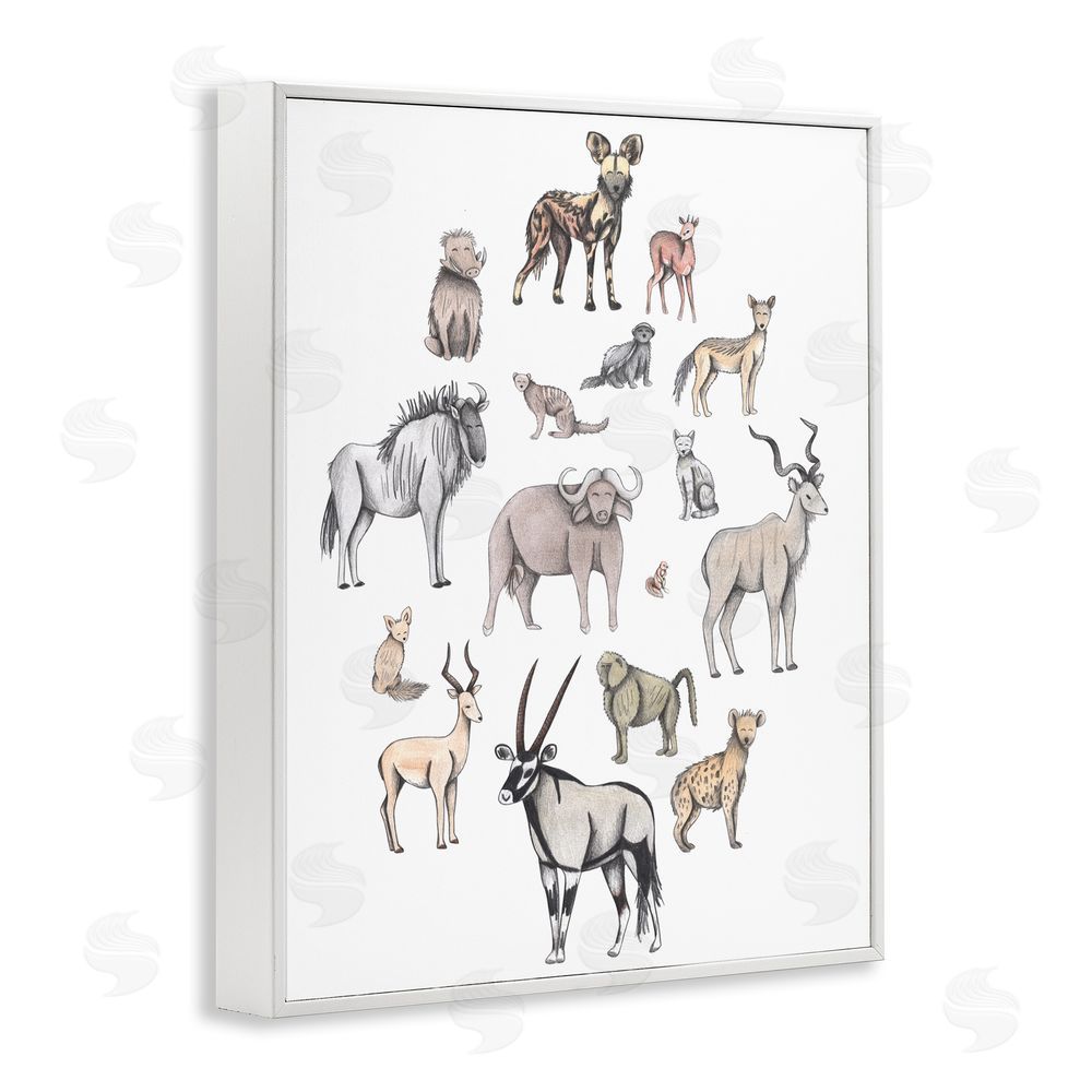 Cecilia Battaini Simple Africa Animals White Framed Giclee Print Wall Art