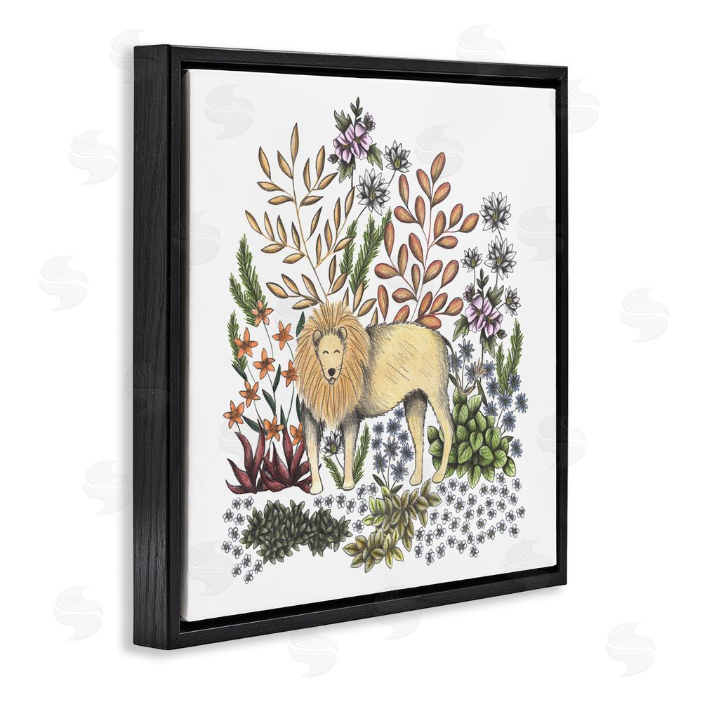 Cecilia Battaini Jungle Wildlife Lion Black Floating Frame Canvas Wall Art Print