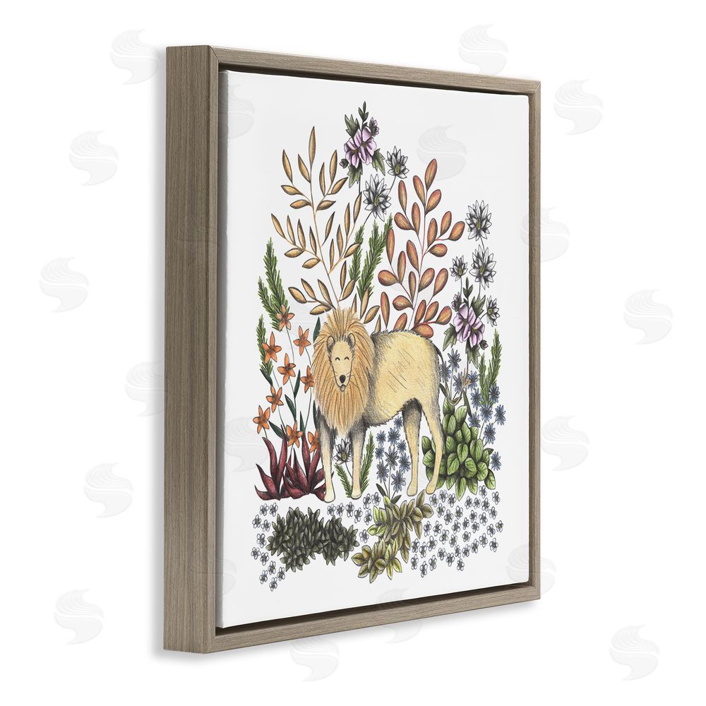 Cecilia Battaini Jungle Wildlife Lion Brown Floating Frame Canvas Wall Art Print