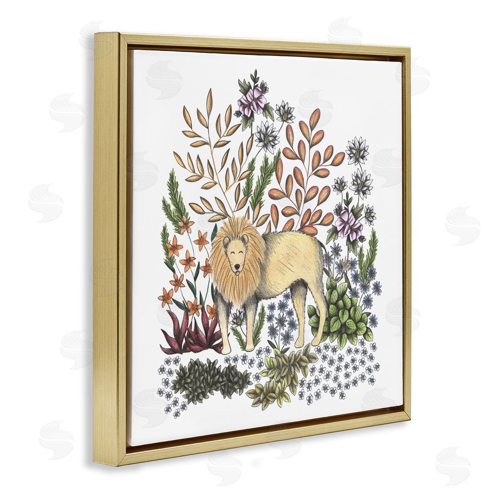 Cecilia Battaini Jungle Wildlife Lion Gold Floating Frame Canvas Wall Art Print