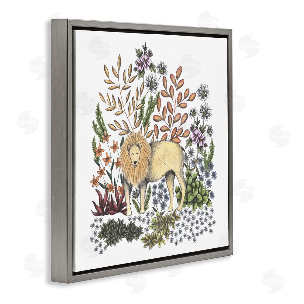 Cecilia Battaini Jungle Wildlife Lion Gray Floating Frame Canvas Wall Art Print