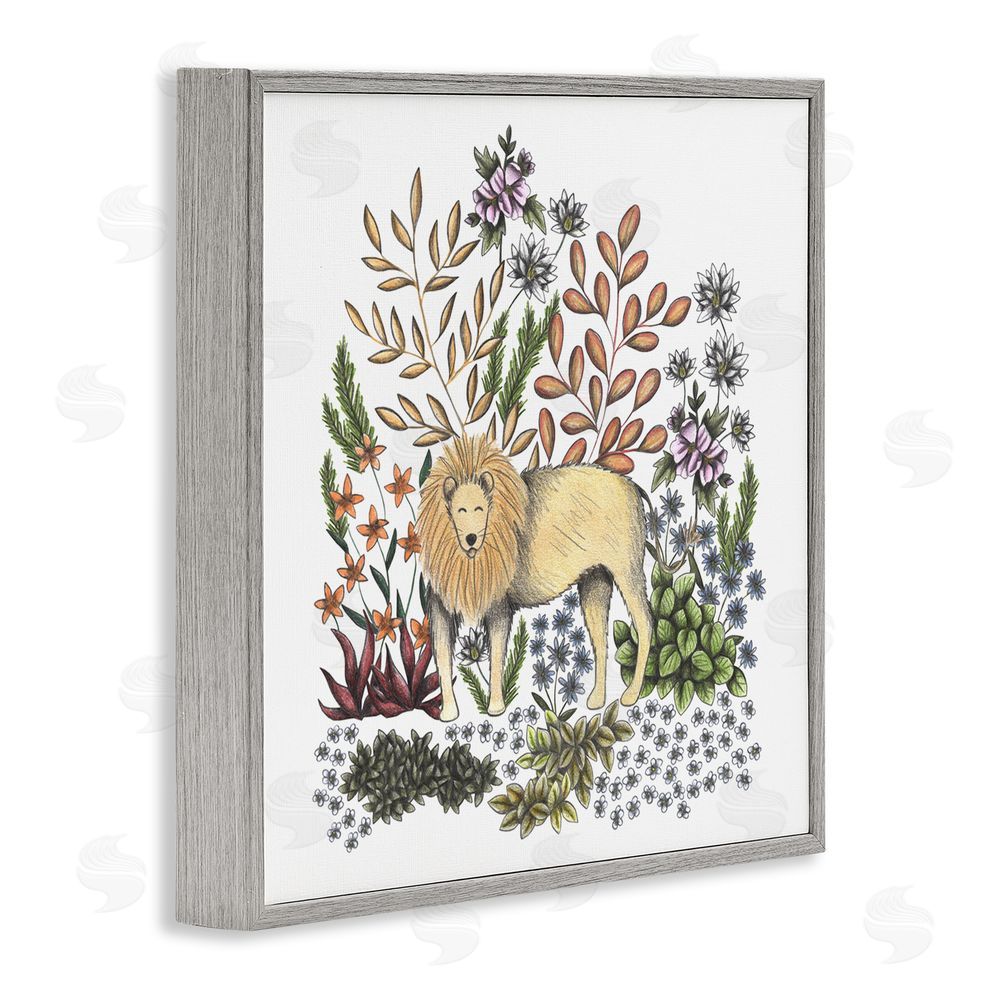 Cecilia Battaini Jungle Wildlife Lion Gray Framed Giclee Print Wall Art