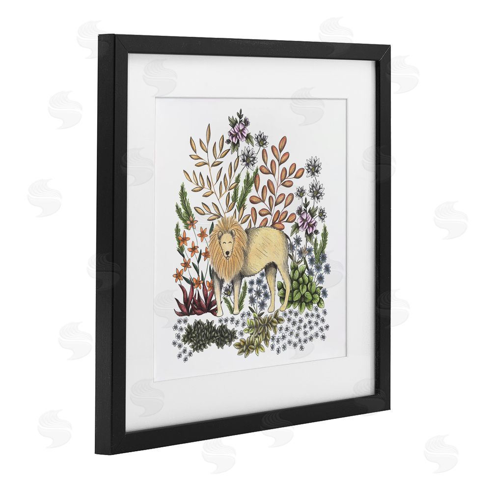 Cecilia Battaini Jungle Wildlife Lion Black Framed Print Under Glass Wall Art