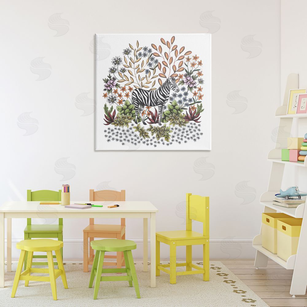 Cecilia Battaini Jungle Wildlife Zebra Stretched Canvas Wall Art Print in Room