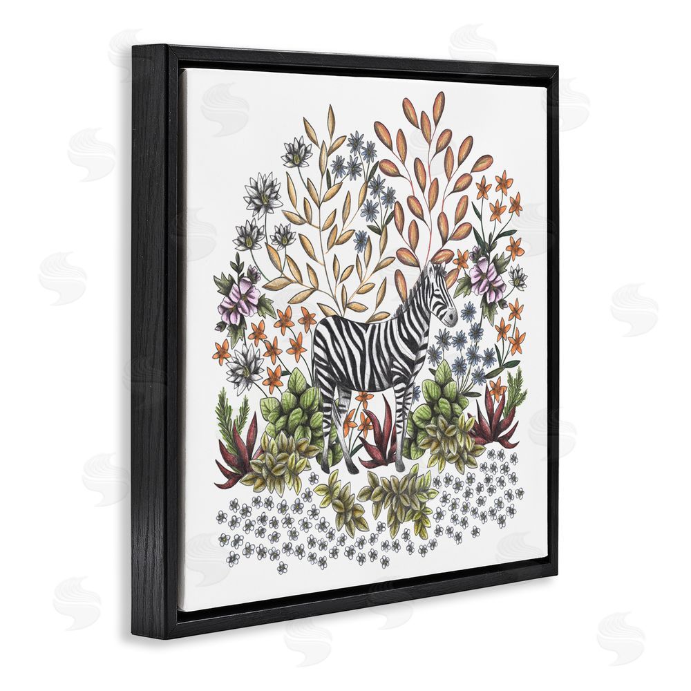 Cecilia Battaini Jungle Wildlife Zebra Black Floating Frame Canvas Wall Art Print