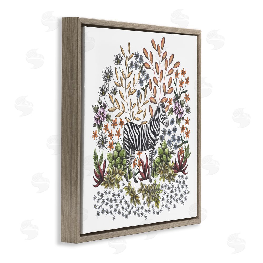 Cecilia Battaini Jungle Wildlife Zebra Brown Floating Frame Canvas Wall Art Print
