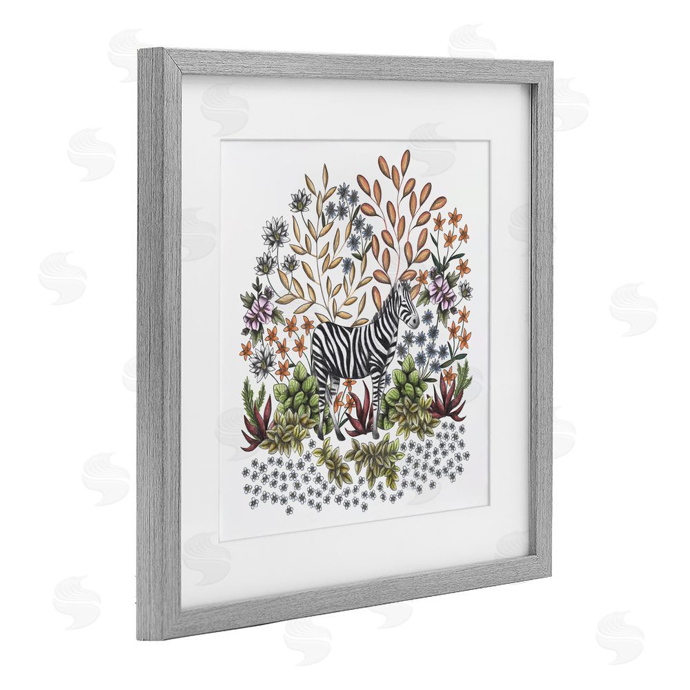 Cecilia Battaini Jungle Wildlife Zebra Gray Framed Print Under Glass Wall Art