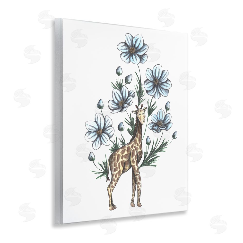 Cecilia Battaini Giraffe with Flower Blossoms Wooden Wall Plaque Art Print