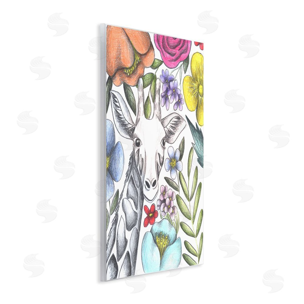 Cecilia Battaini Giraffe In The Midst of Flowers Wooden Wall Plaque Art Print