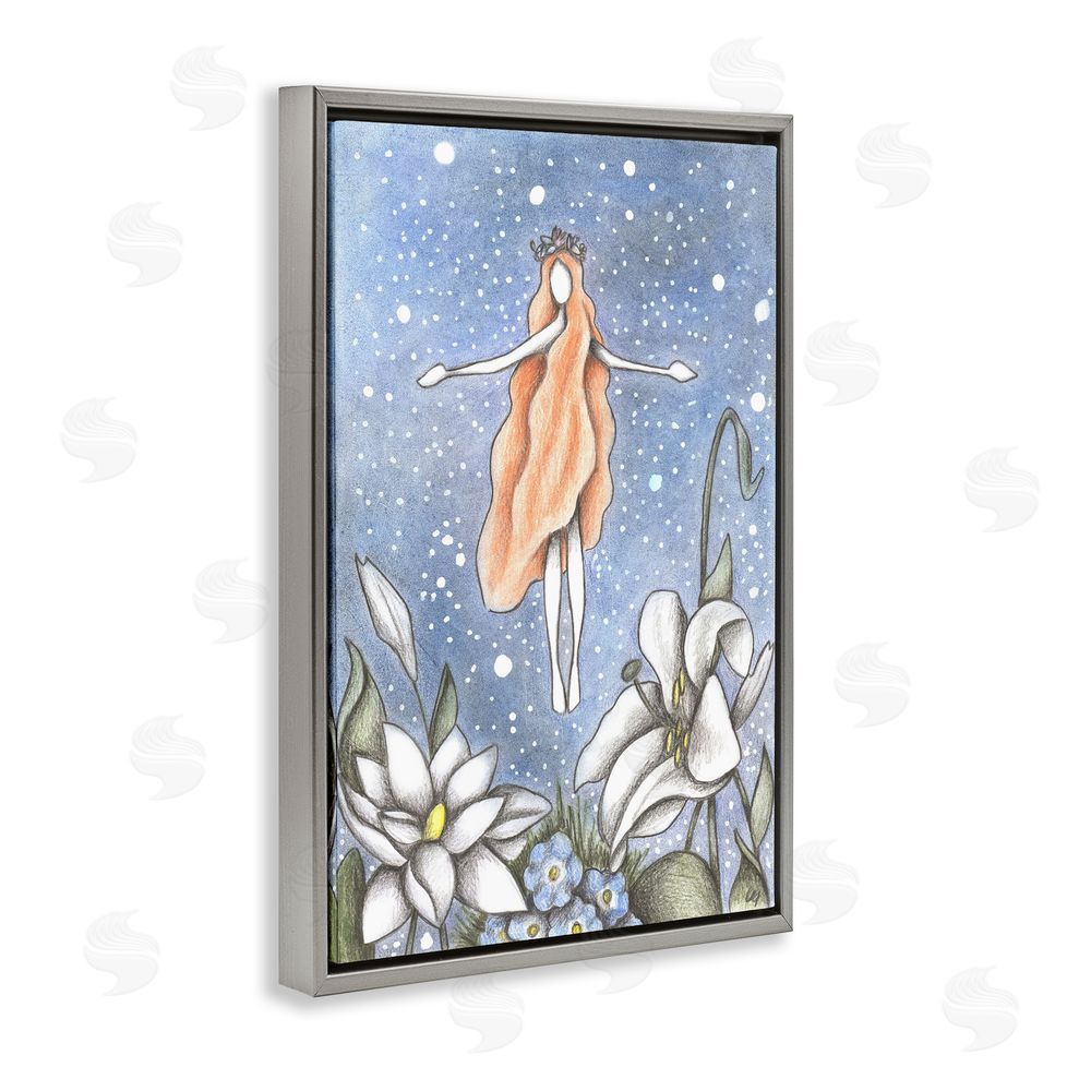 Cecilia Battaini Mystical Garden Fairy Sparkle Gray Floating Frame Canvas Wall Art Print