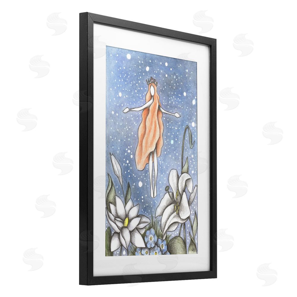 Cecilia Battaini Mystical Garden Fairy Sparkle Black Framed Print Under Glass Wall Art