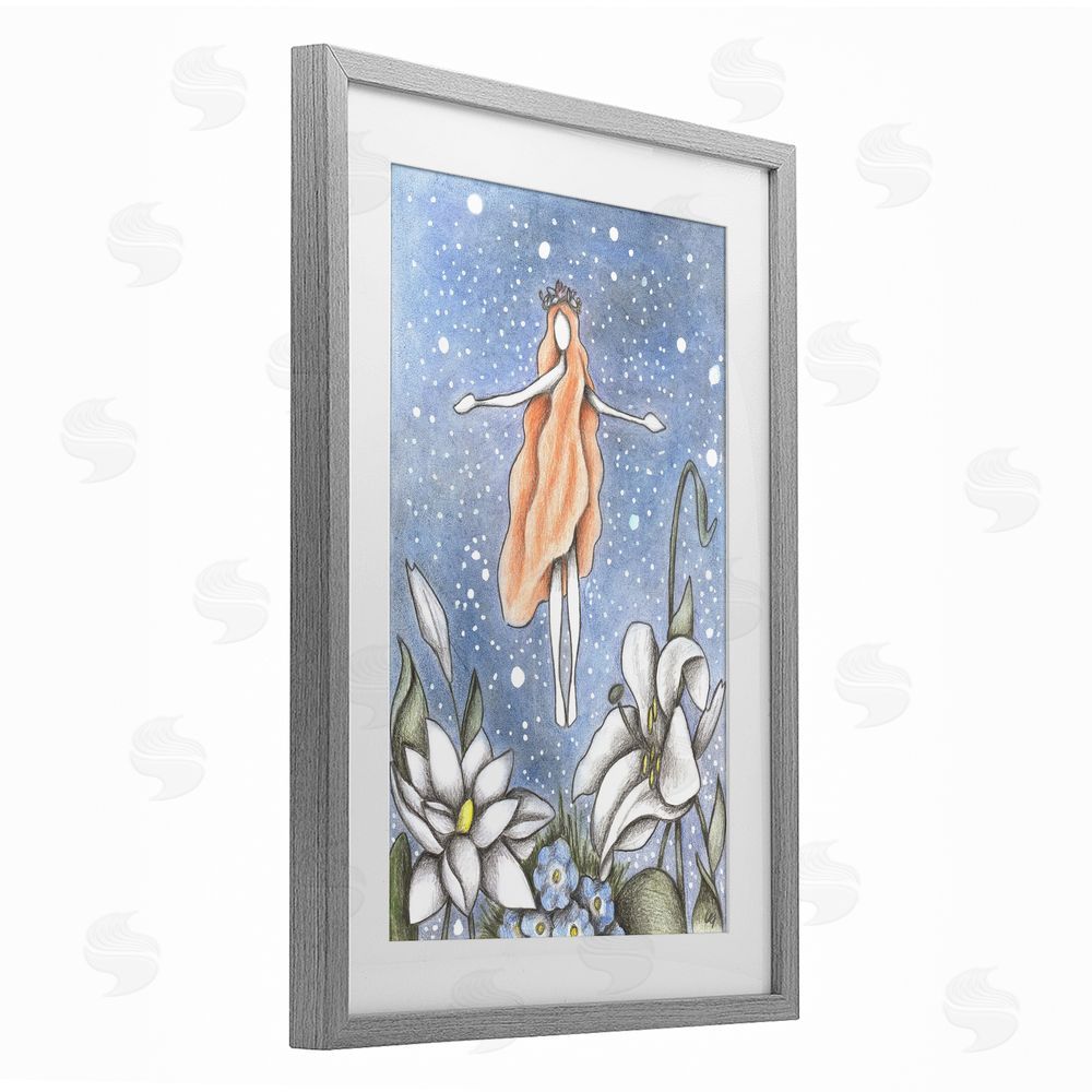 Cecilia Battaini Mystical Garden Fairy Sparkle Gray Framed Print Under Glass Wall Art