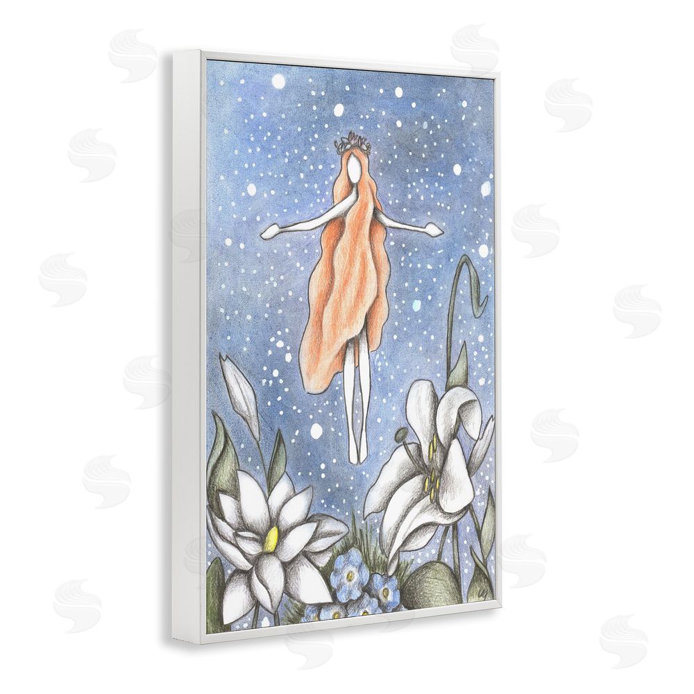 Cecilia Battaini Mystical Garden Fairy Sparkle White Framed Giclee Print Wall Art
