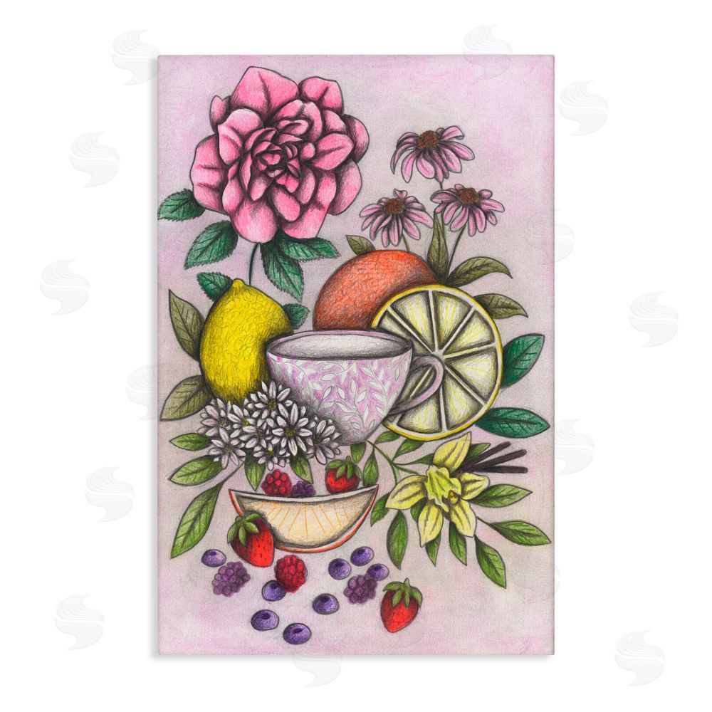 Cecilia Battaini Rococo Tea with Fruits Stretched Canvas Wall Art Print