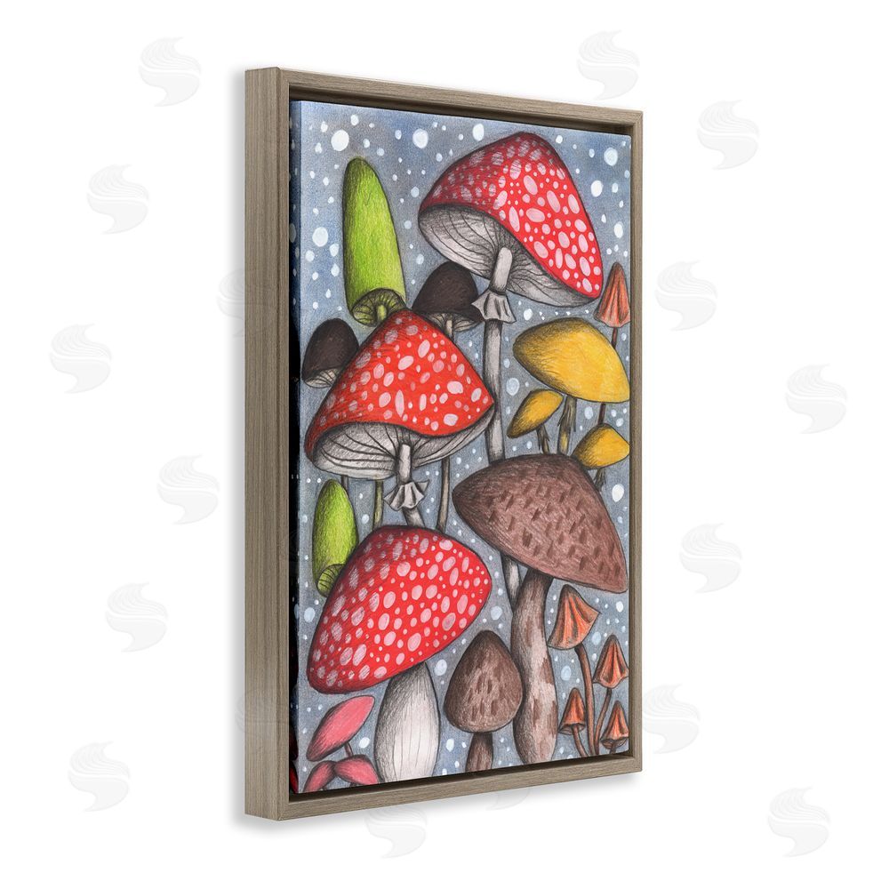 Cecilia Battaini Sketched Magical Mushrooms Brown Floating Frame Canvas Wall Art Print