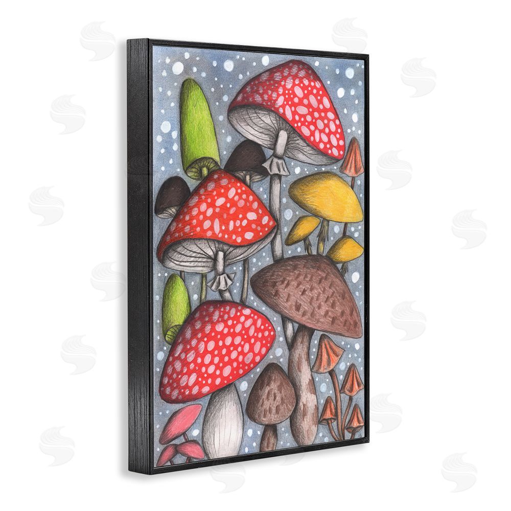 Cecilia Battaini Sketched Magical Mushrooms Black Framed Giclee Print Wall Art
