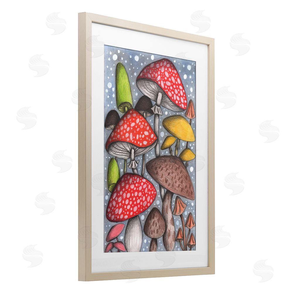 Cecilia Battaini Sketched Magical Mushrooms Brown Framed Print Under Glass Wall Art