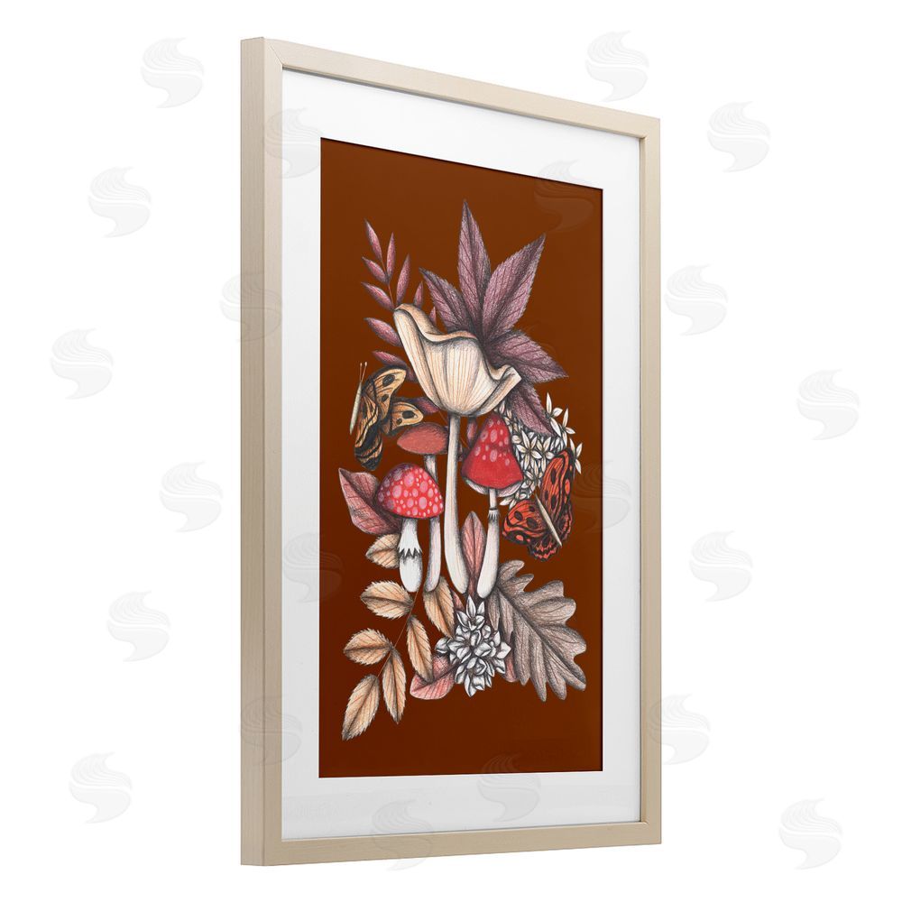 Cecilia Battaini Autumn Mushrooms Magic Brown Framed Print Under Glass Wall Art