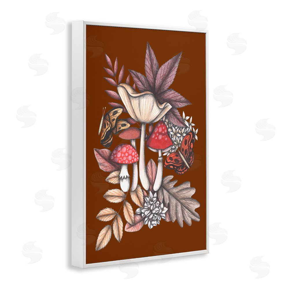 Cecilia Battaini Autumn Mushrooms Magic White Framed Giclee Print Wall Art