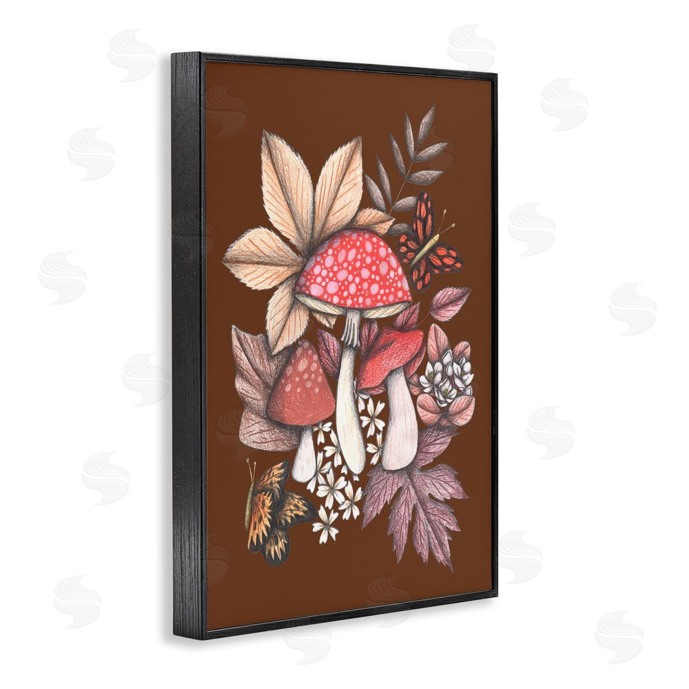 Cecilia Battaini Autumnal Mushrooms Magic Black Framed Giclee Print Wall Art
