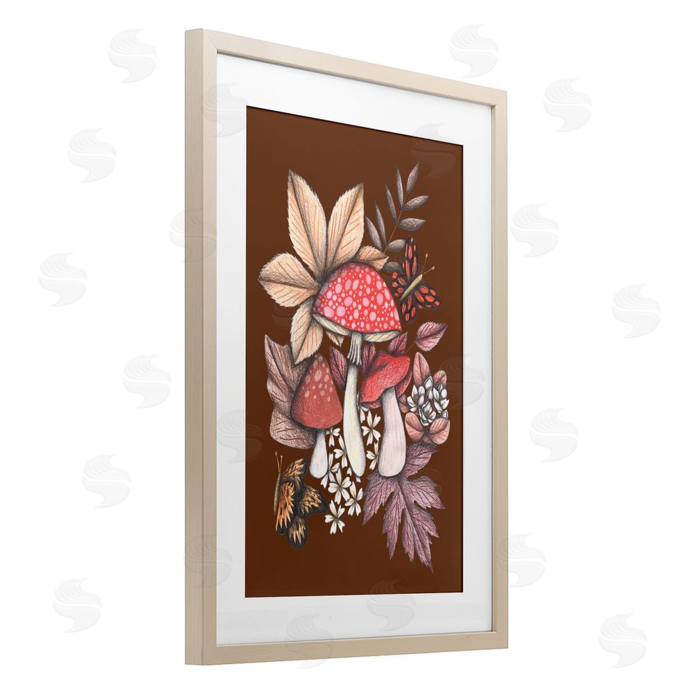 Cecilia Battaini Autumnal Mushrooms Magic Brown Framed Print Under Glass Wall Art