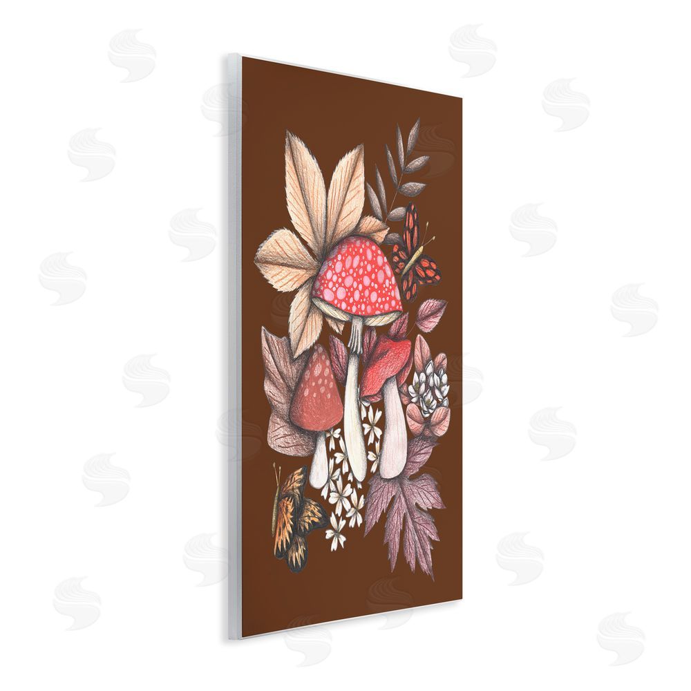 Cecilia Battaini Autumnal Mushrooms Magic Wooden Wall Plaque Art Print