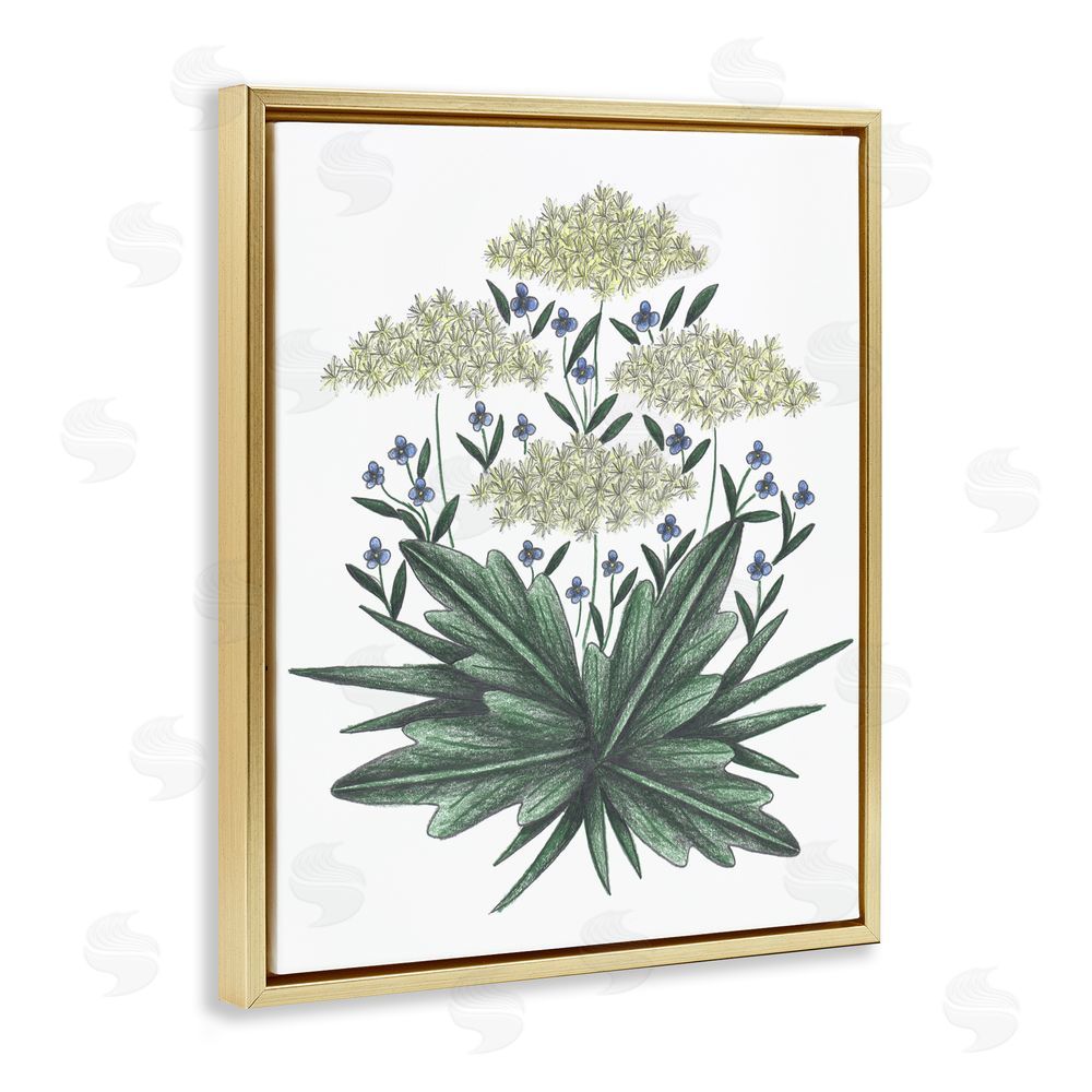 Cecilia Battaini New Roots Vintage Sketch Gold Floating Frame Canvas Wall Art Print