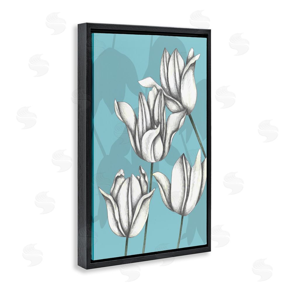 Cecilia Battaini Sketched Tulips Keep Growing Black Floating Frame Canvas Wall Art Print