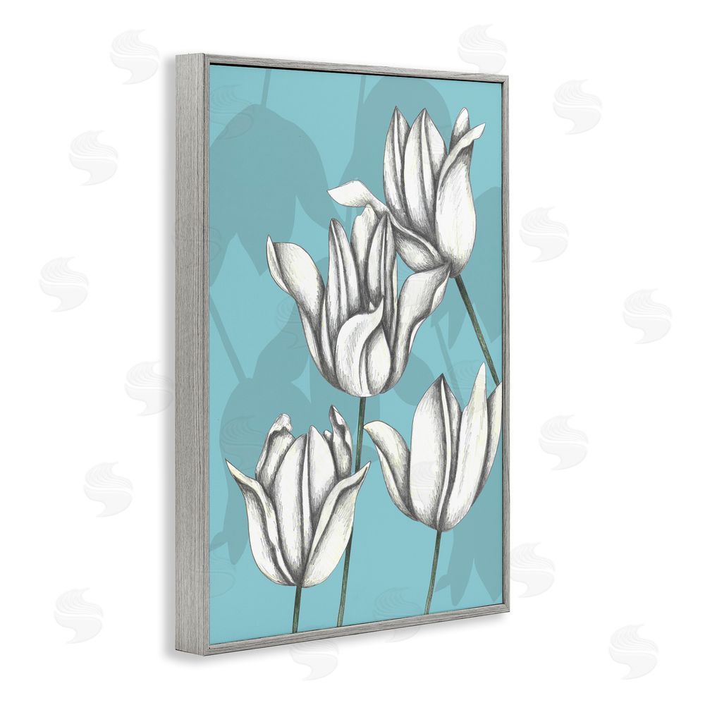 Cecilia Battaini Sketched Tulips Keep Growing Gray Framed Giclee Print Wall Art