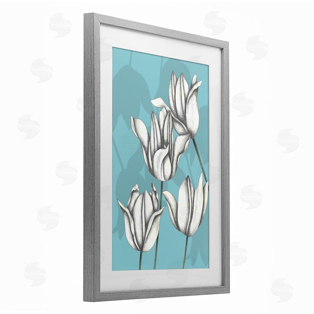 Cecilia Battaini Sketched Tulips Keep Growing Gray Framed Print Under Glass Wall Art