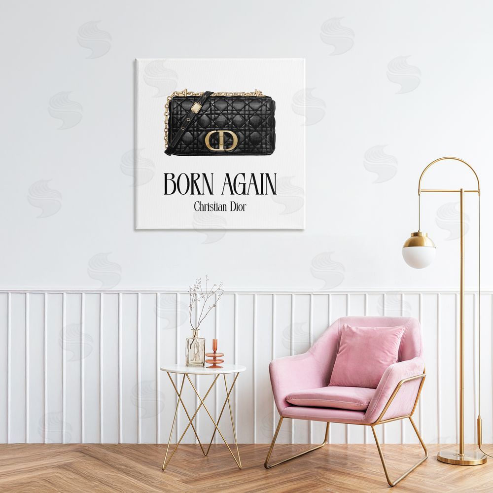 Ziwei Li Born Again Black Quilted Purse Stretched Canvas Wall Art in Room