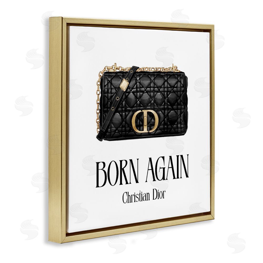 Ziwei Li Born Again Black Quilted Purse Gold Floating Frame Canvas Wall Art Print