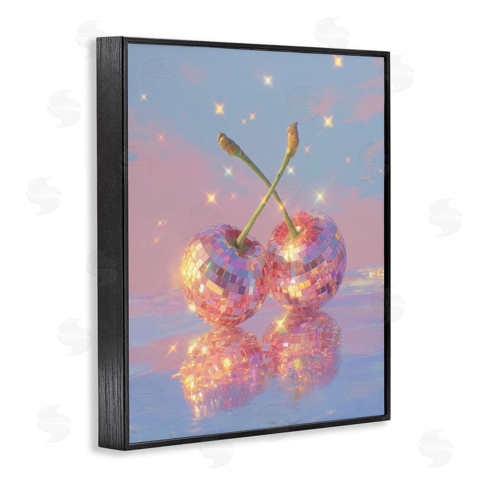 Ziwei Li Disco Cherry Reflection Black Framed Giclee Print Wall Art