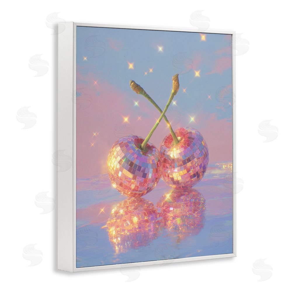 Ziwei Li Disco Cherry Reflection White Framed Giclee Print Wall Art