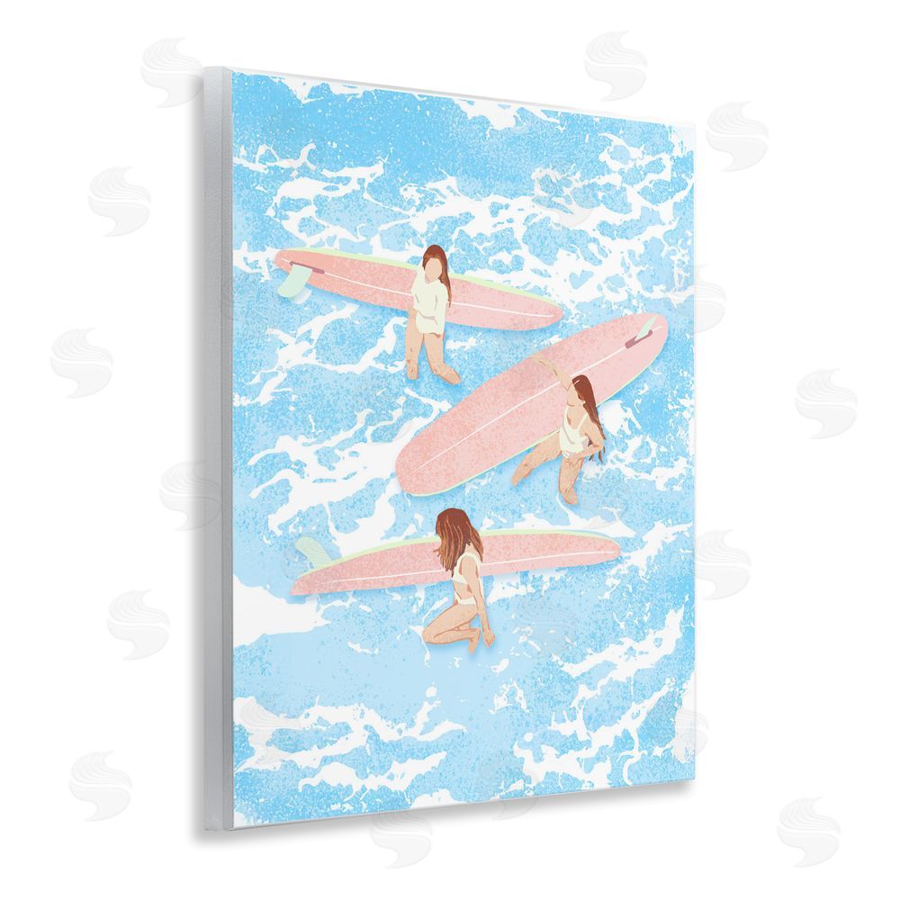 Ziwei Li Surfing Girls Trio Wooden Wall Plaque Art Print