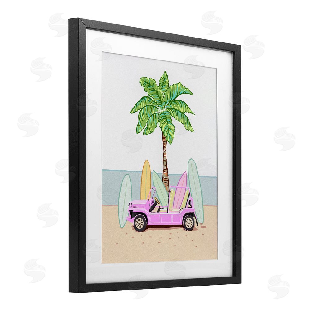 Ziwei Li Surfboard Filled Car Black Framed Print Under Glass Wall Art