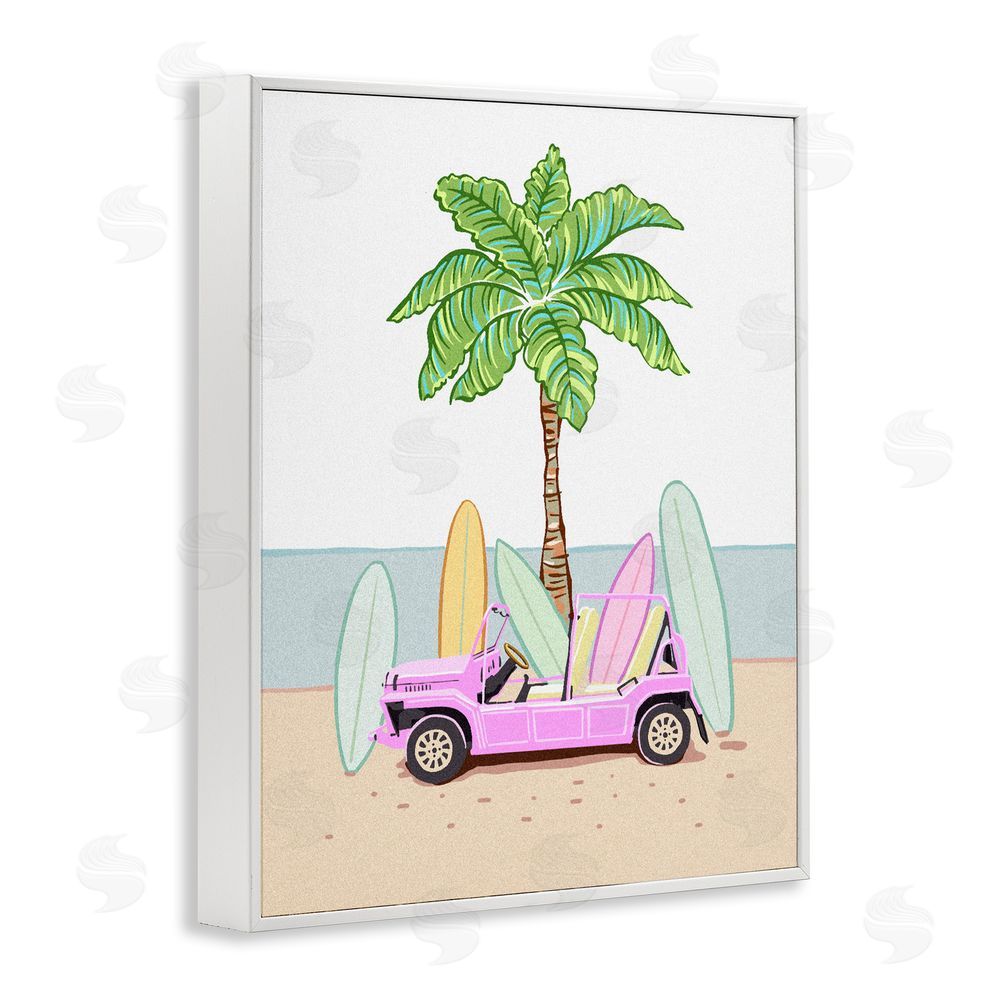 Ziwei Li Surfboard Filled Car White Framed Giclee Print Wall Art