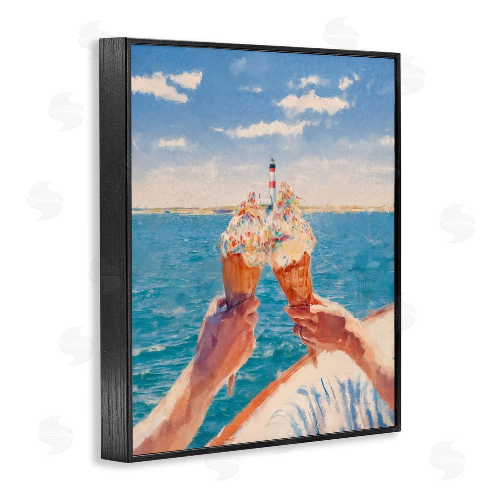 Ziwei Li Ice Cream Cheers on Boat Black Framed Giclee Print Wall Art