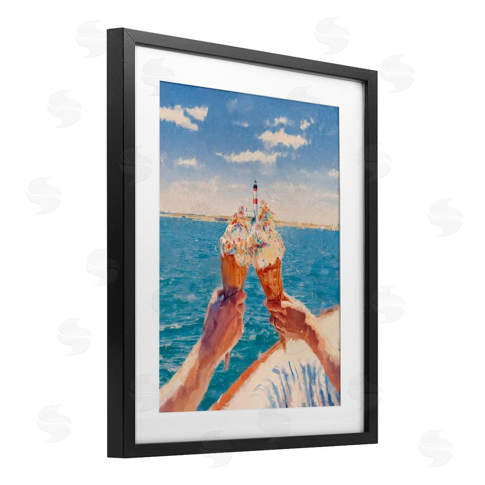Ziwei Li Ice Cream Cheers on Boat Black Framed Print Under Glass Wall Art