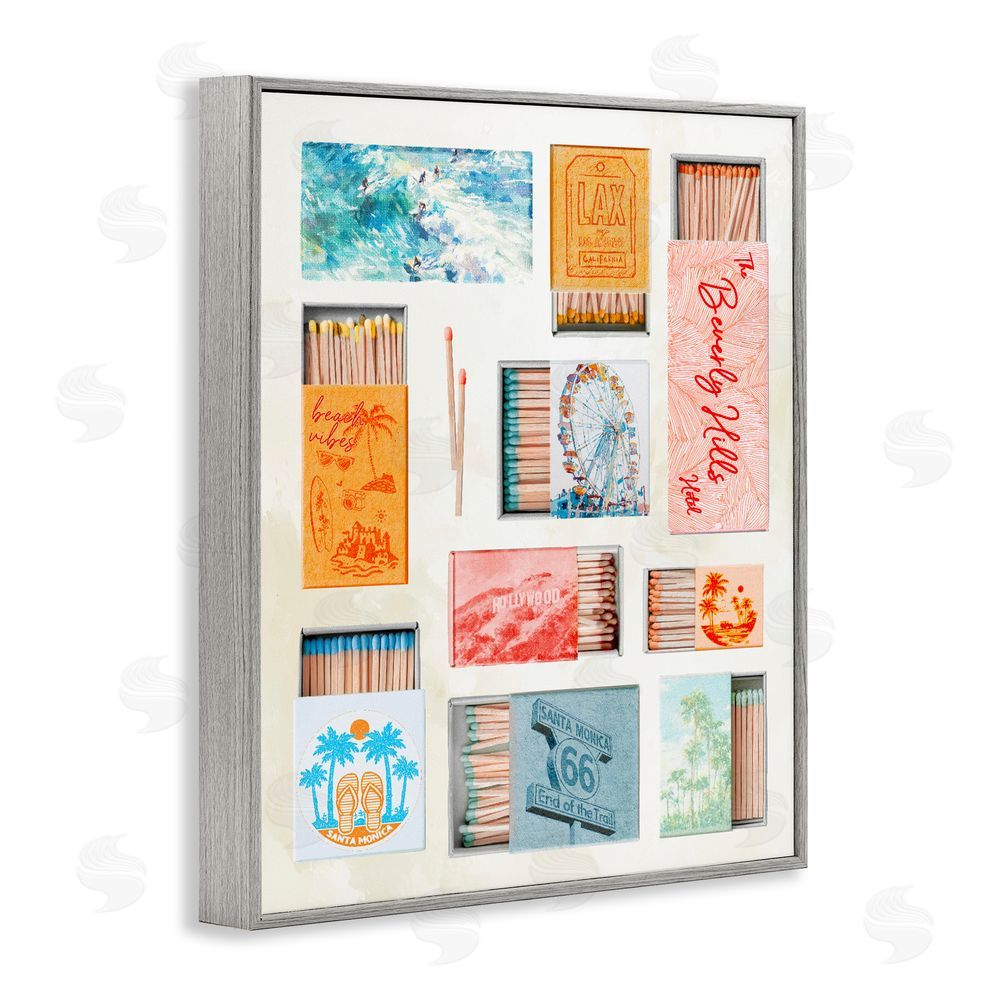 Ziwei Li California Beach Matchboxes Gray Framed Giclee Print Wall Art