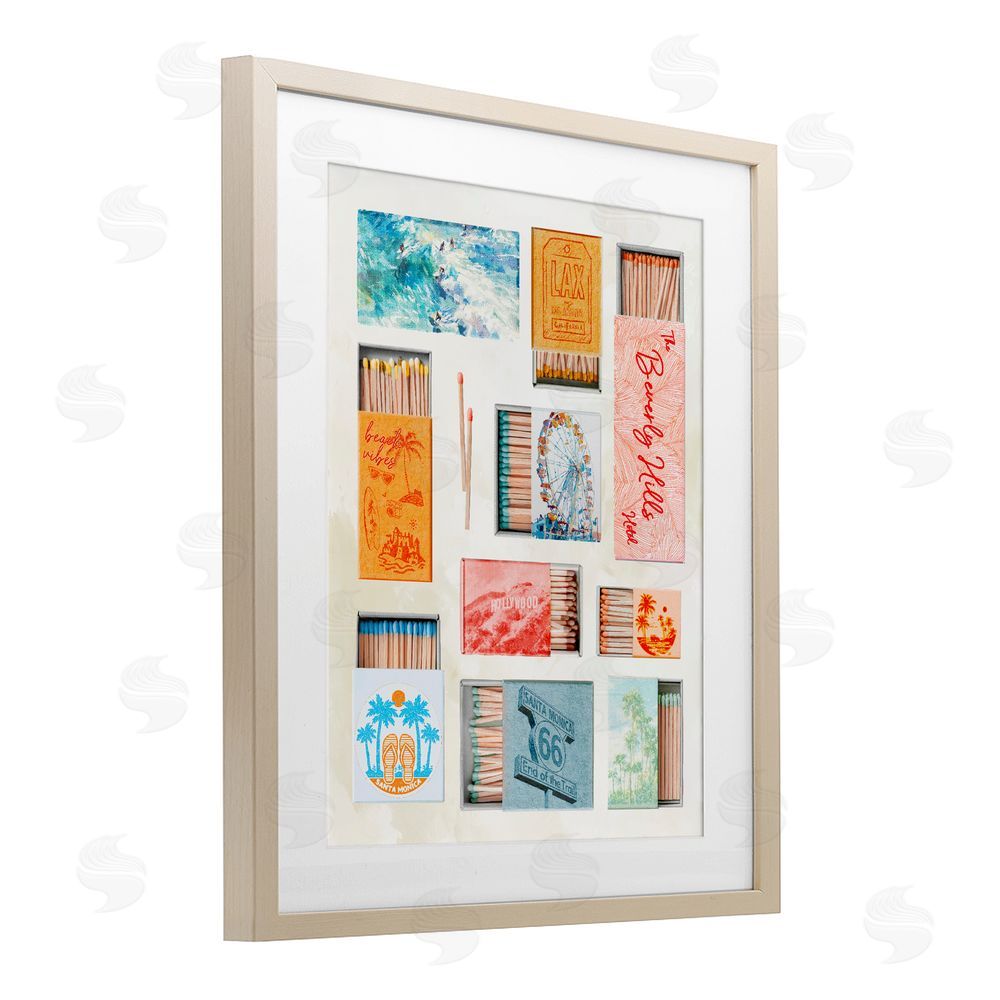 Ziwei Li California Beach Matchboxes Brown Framed Print Under Glass Wall Art