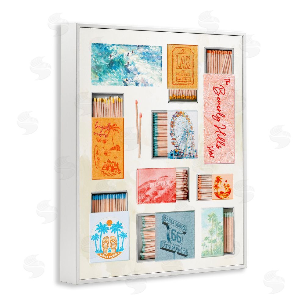 Ziwei Li California Beach Matchboxes White Framed Giclee Print Wall Art