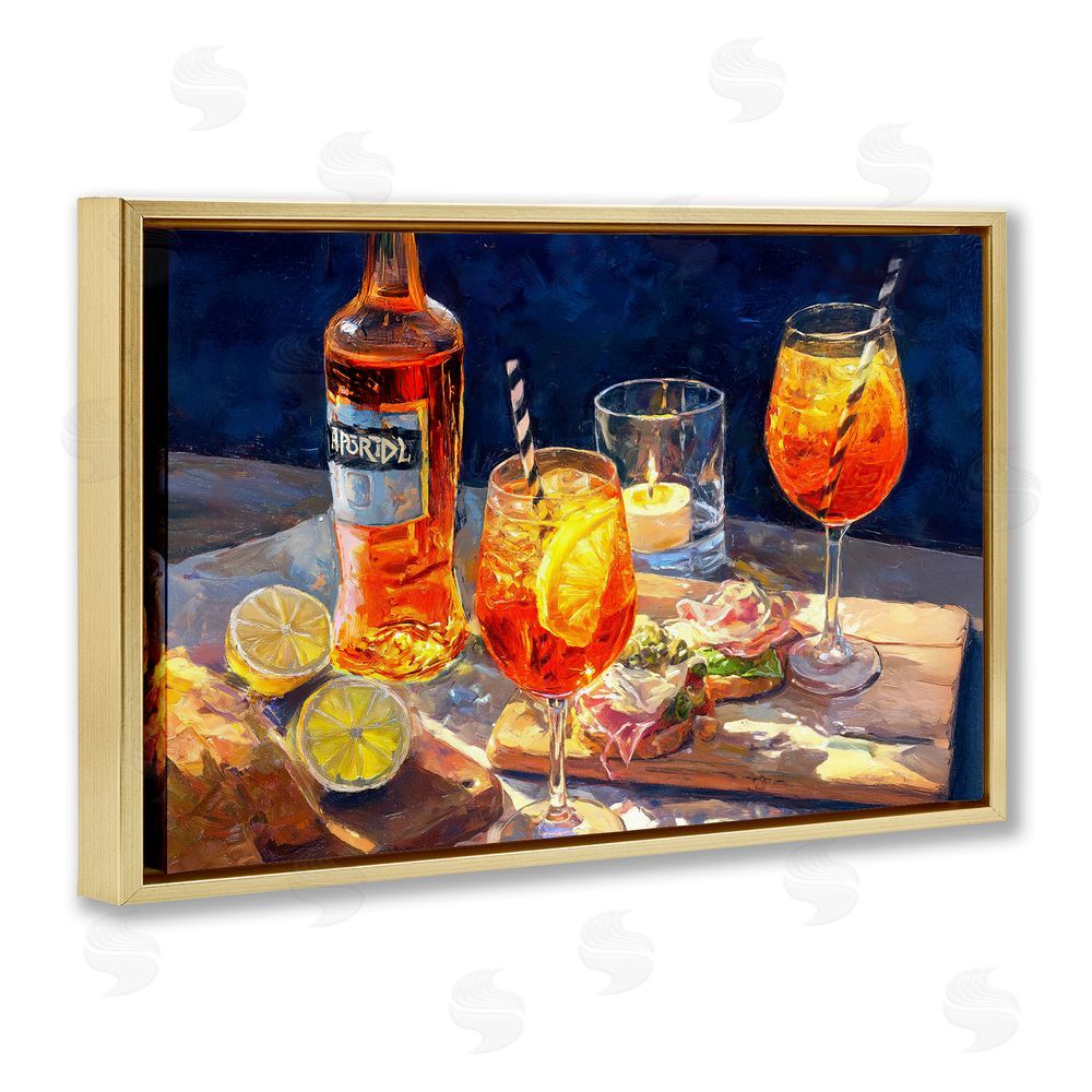 Ziwei Li Sprits Table Still Life Gold Floating Frame Canvas Wall Art Print