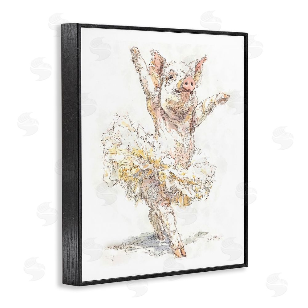 Ziwei Li Ballet Pig Tutu Black Framed Giclee Print Wall Art