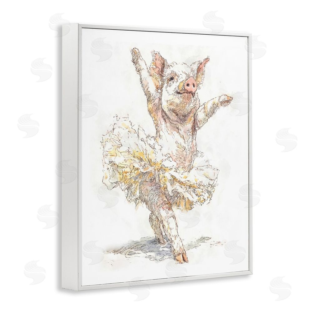 Ziwei Li Ballet Pig Tutu White Framed Giclee Print Wall Art