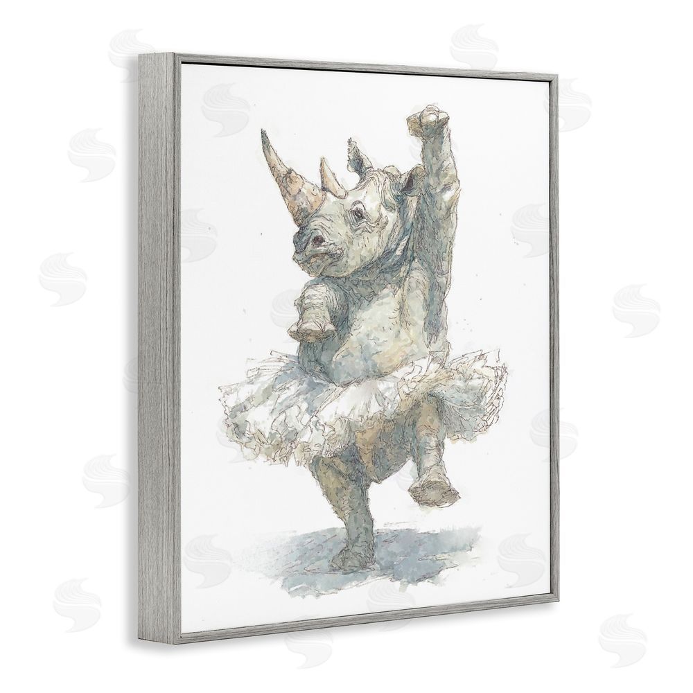 Ziwei Li Ballet Rhino Tutu Gray Framed Giclee Print Wall Art