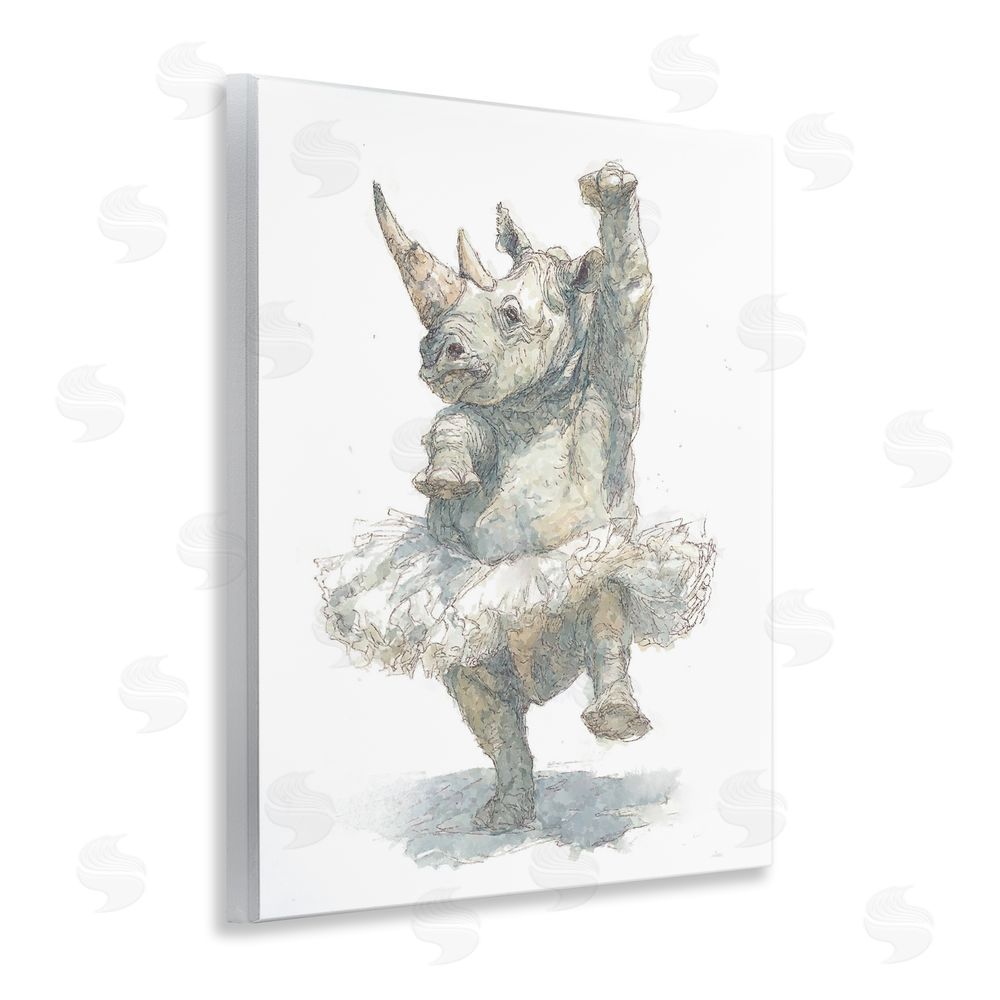 Ziwei Li Ballet Rhino Tutu Wooden Wall Plaque Art Print