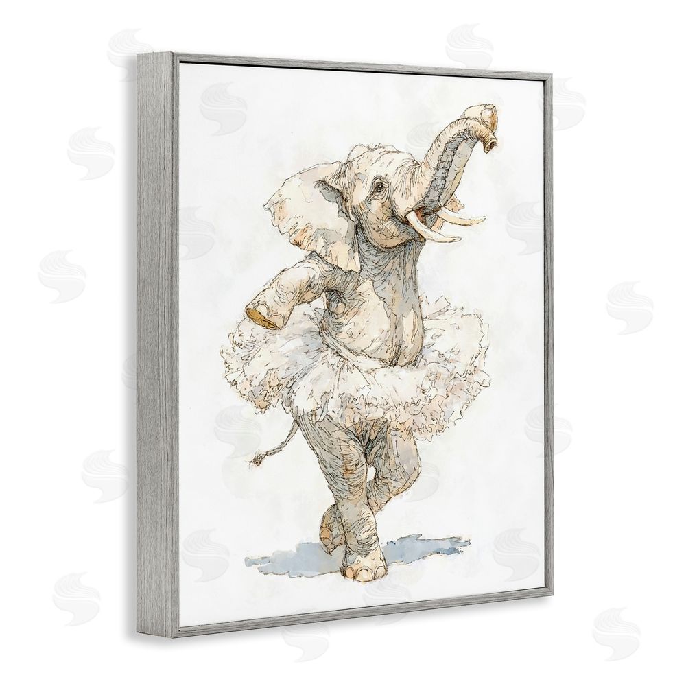 Ziwei Li Ballet Elephant Tutu Gray Framed Giclee Print Wall Art